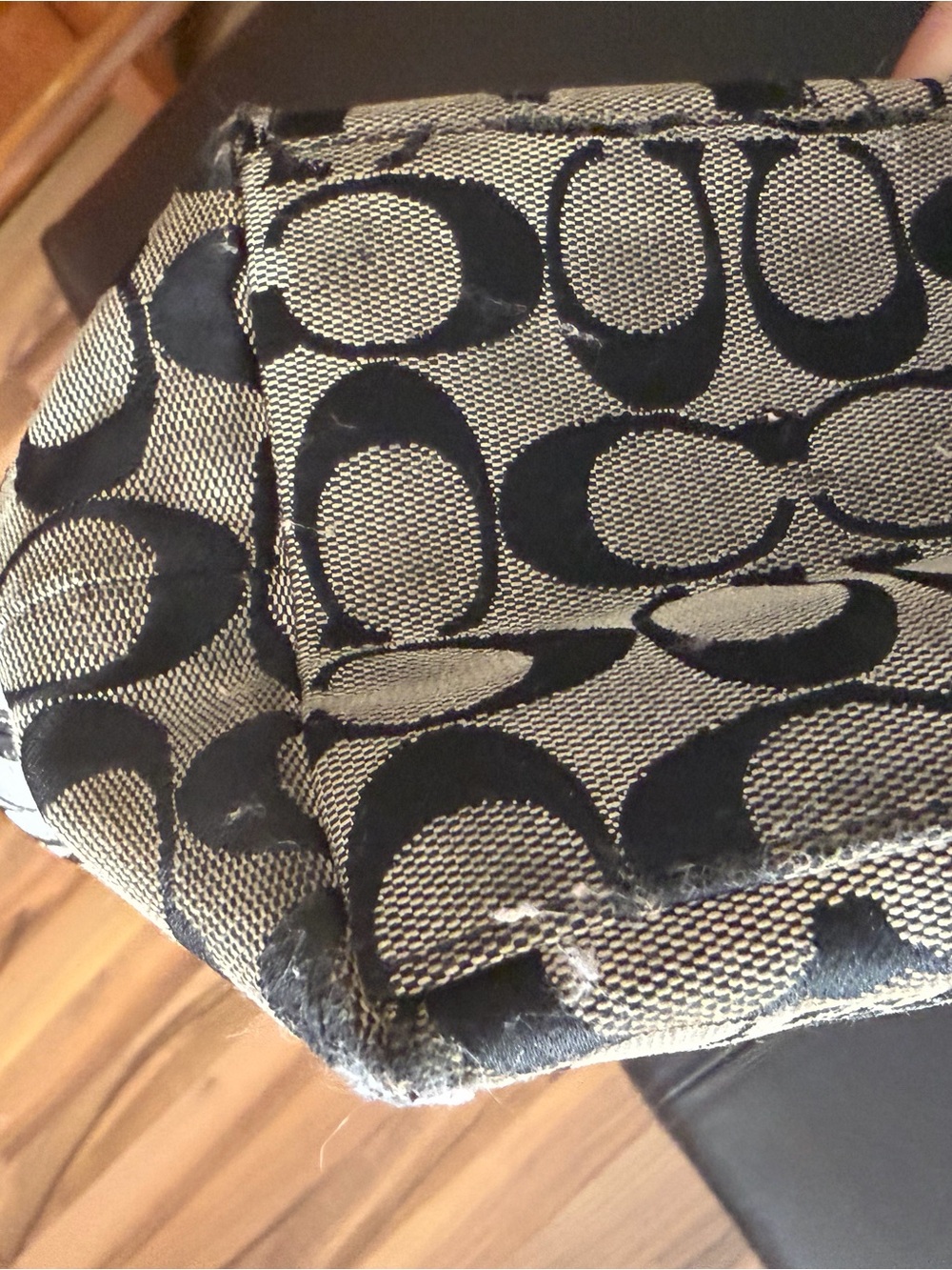 Coach Black and Gray Signature Tote with Leather Straps - Picture 10 of 15